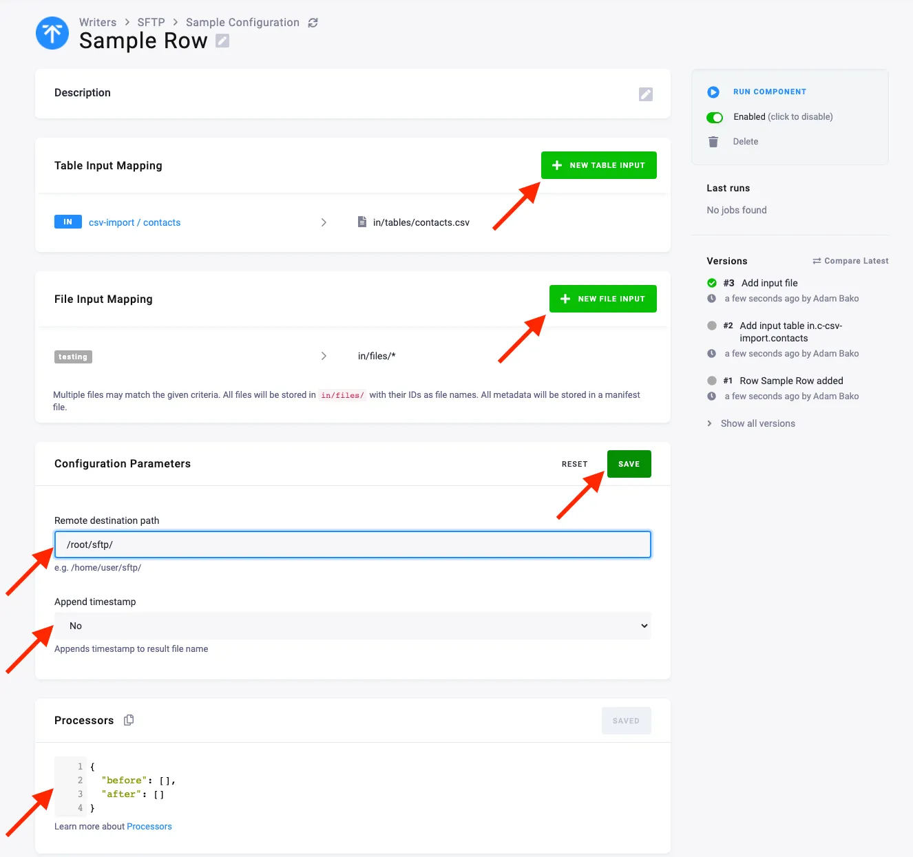 Screenshot - New row configuration